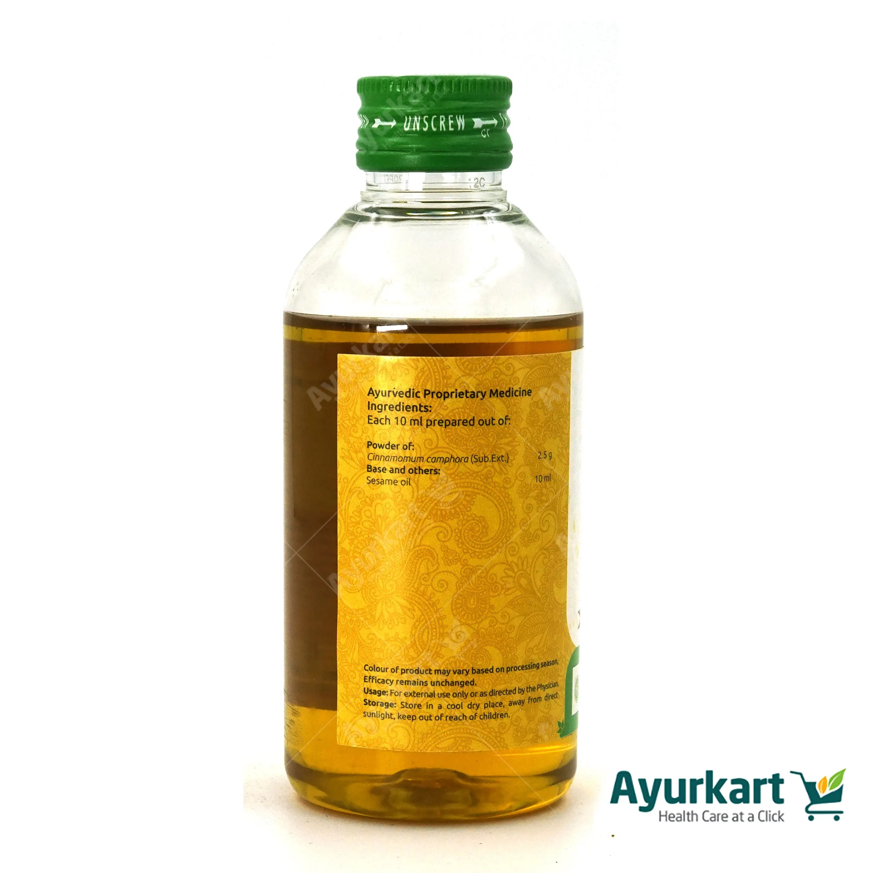 Karpoora Thailam - Vaidyaratnam 200ml - Image 4